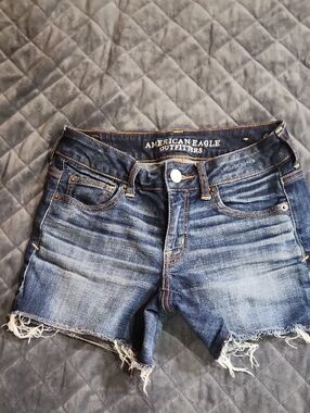 American Eagle Outfitters Blue Distressed Denim Cutoff Shorts
